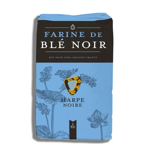 Sac élégant de farine de blé noir Harpe Noire, bleu et noir, 1 kg.