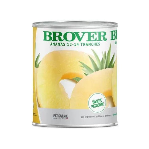 Boîte d'ananas tranché BROVER pour pâtisserie française de qualité.