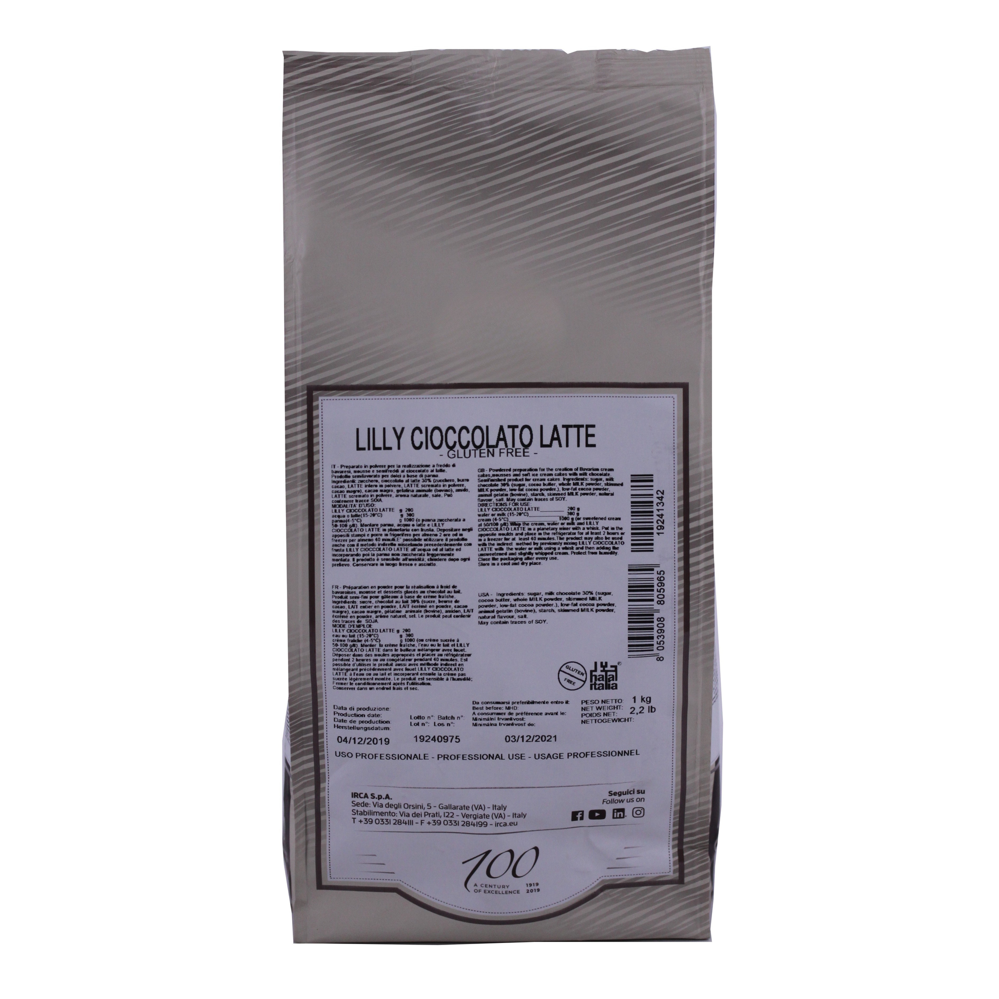 Lilly chocolat lait 30% 1kg Atelier Gourmandise