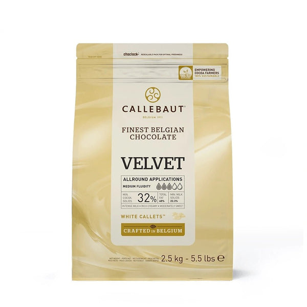 Finest Belgian chocolate Velvet blanc Callebaut - Atelier Gourmandise